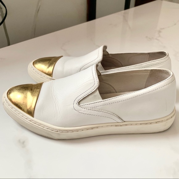 Gabriella White Leather with Gold Tips - Picture 2 of 6